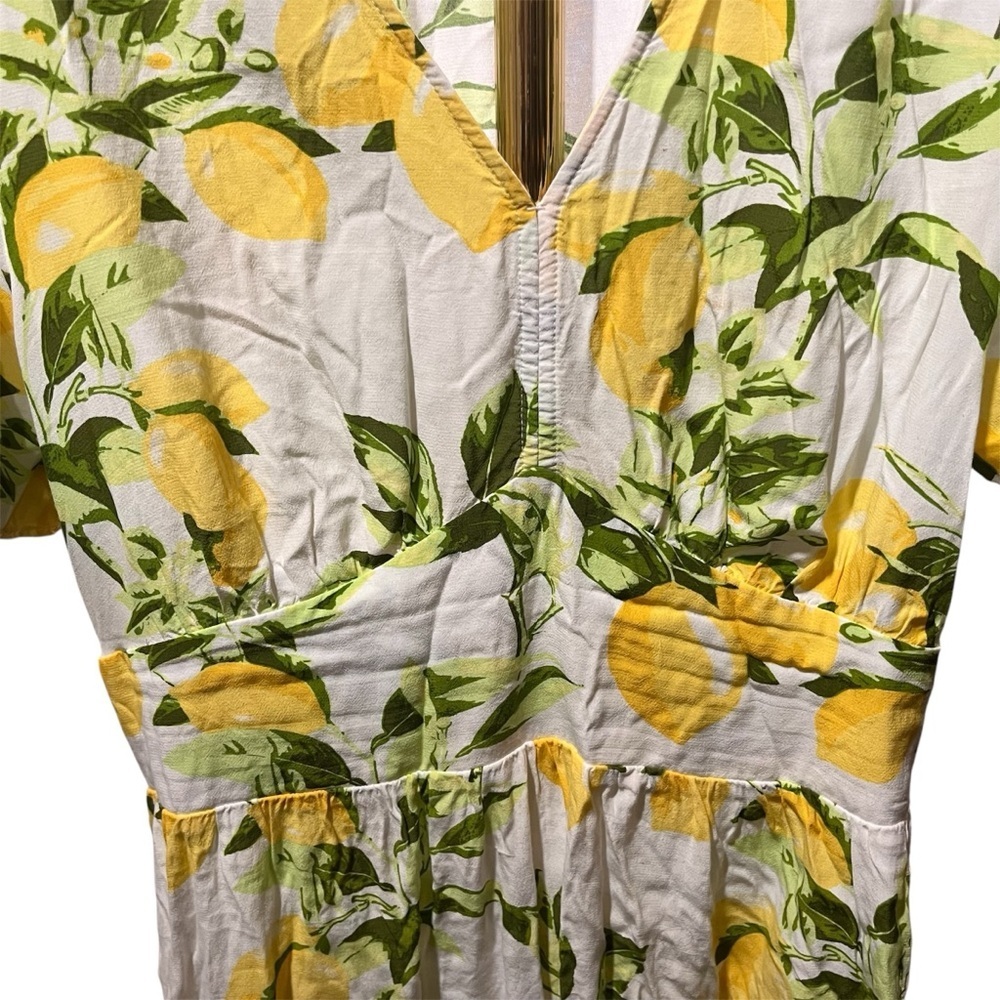 LOFT Lemon Print Mini Dress - Yellow and Green sz 12 - Picture 5 of 14